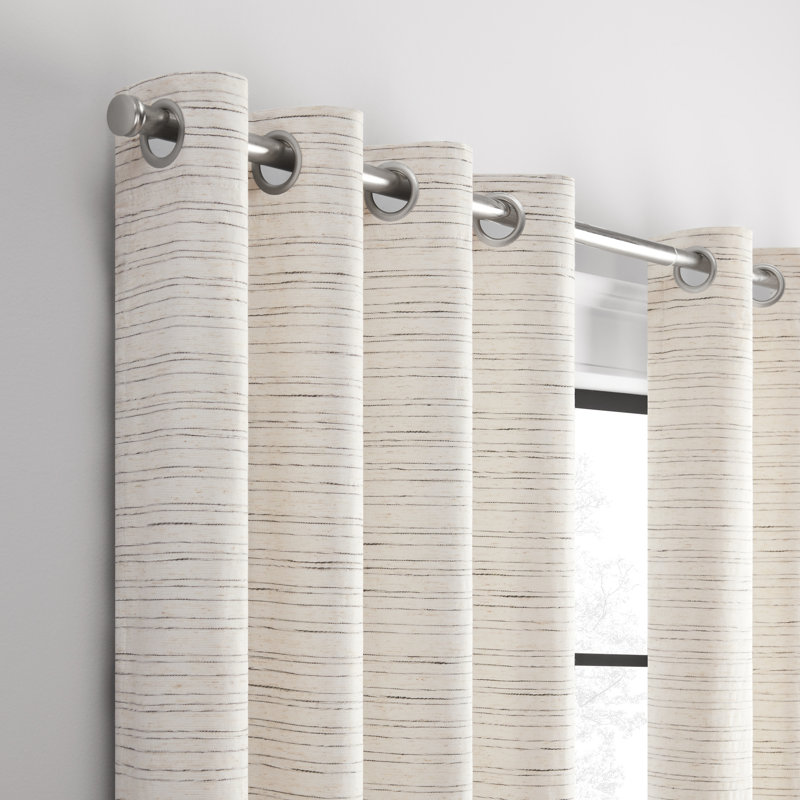 Ivory Blackout Grommet Linen-Polyester Window Panel, 50'' x 84''
