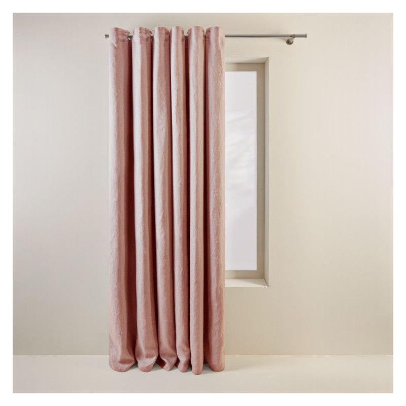 Carlina Linen Room Darkening Curtain Single Panel, Width 340 x Drop 270cm, Pink