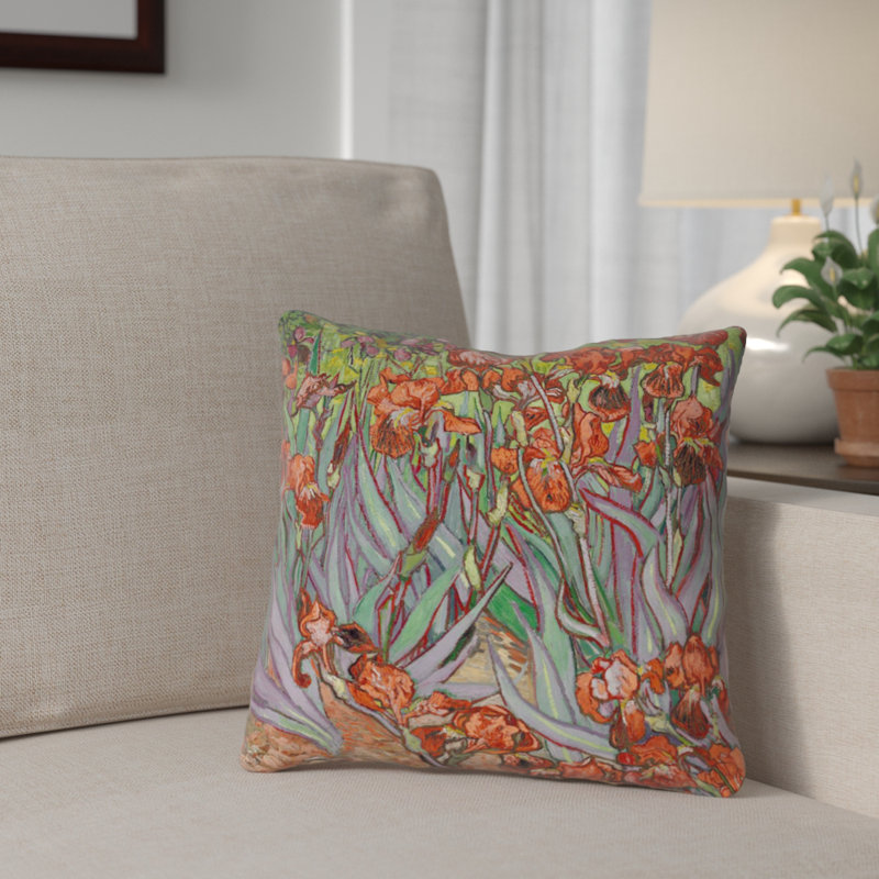 Coussin Vincent Van Gogh, 20 po x 20 po, Orange, Pas de remplissage