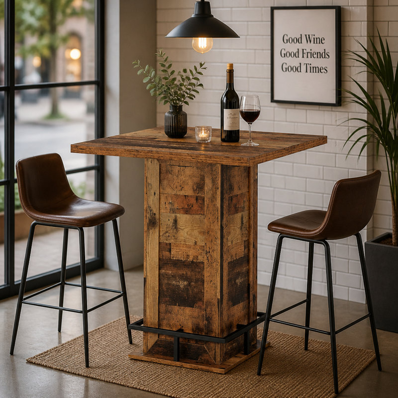 39" High Top Bar Table, Dark Brown