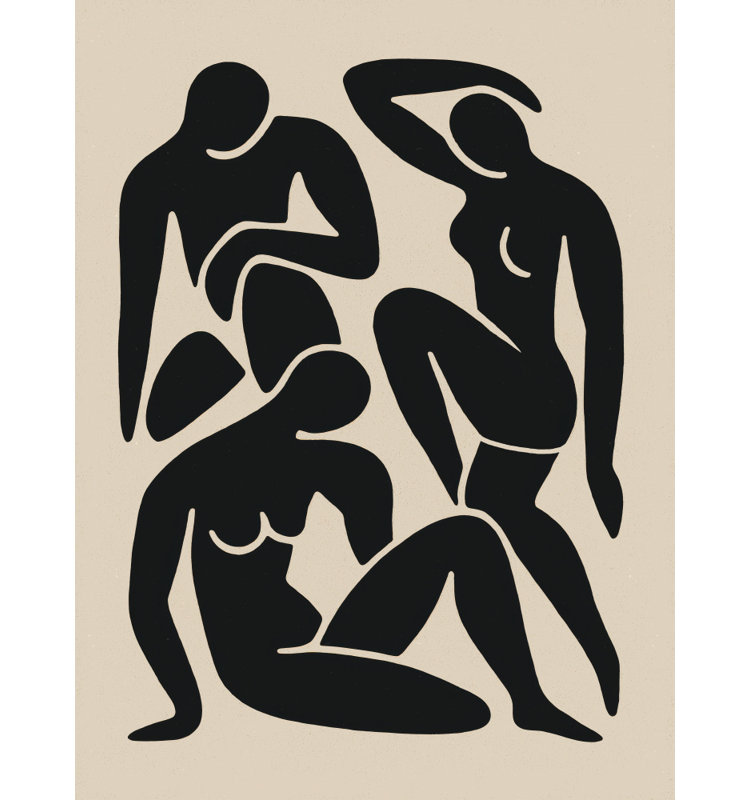 Fluid Silhouettes Print by Other Artist, Gold/Tan/Black/Brown/White, 32 × 48, Wrapped Canvas