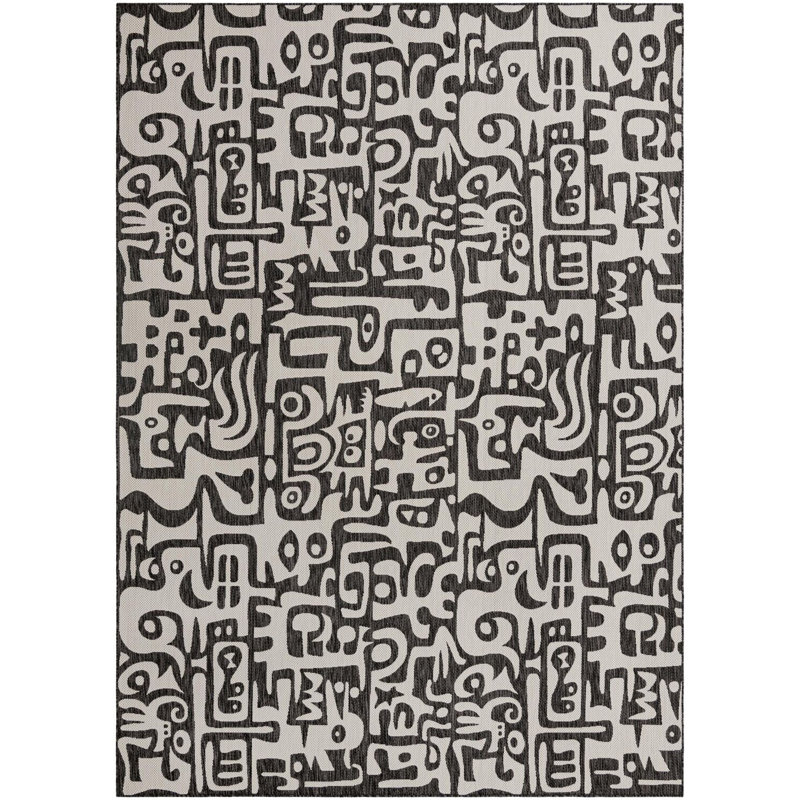 Tapis contemporain de couleur noire Nykeia, Rectangle 10 pi x 14 pi 1 po