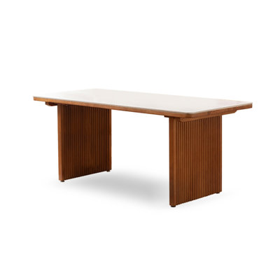Solid Wood and Sintered Stone Dining Table in Light French Style with Log Cream Aesthetic