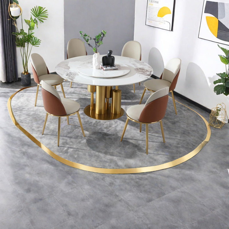 Ensembles de table de salle à manger élégants et modernes avec plateau en pierre frittée pour espaces compacts