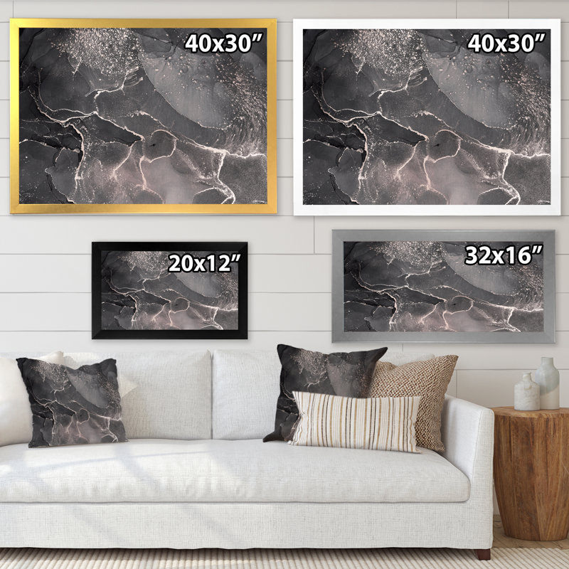 «Abstract Abstract Translucent Gray Ink Clouds», reproduction sur toile, H 30 po x l 40 po, Toile à cadre d'angle fermé doré