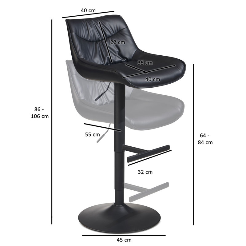 Creagh Swivel Upholstered Faux Leather Adjustable Height Bar Stool