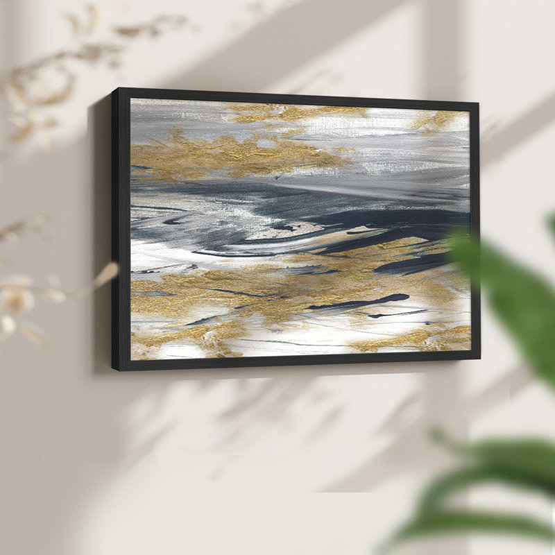 Tumultuous Navy -Framed Print - Restickable, 22" H x 28" W, Black