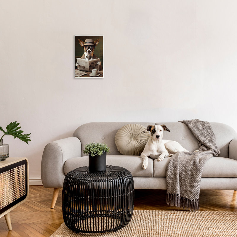 "Classy Dog" avec art mural par RB, H 19 po x l 13 po