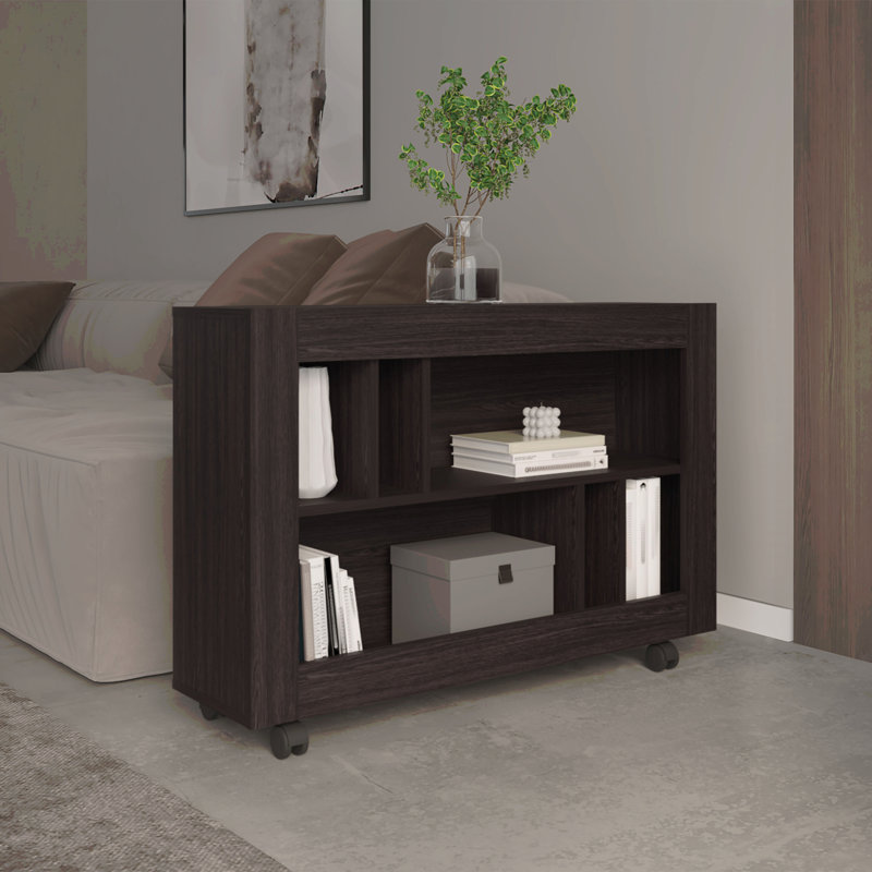 Joge 37,4" Wide Console Table Cart With Six Shelves, Casters, Entryway Table, Side Table, Living Room Table, For Living Room Black Wengue