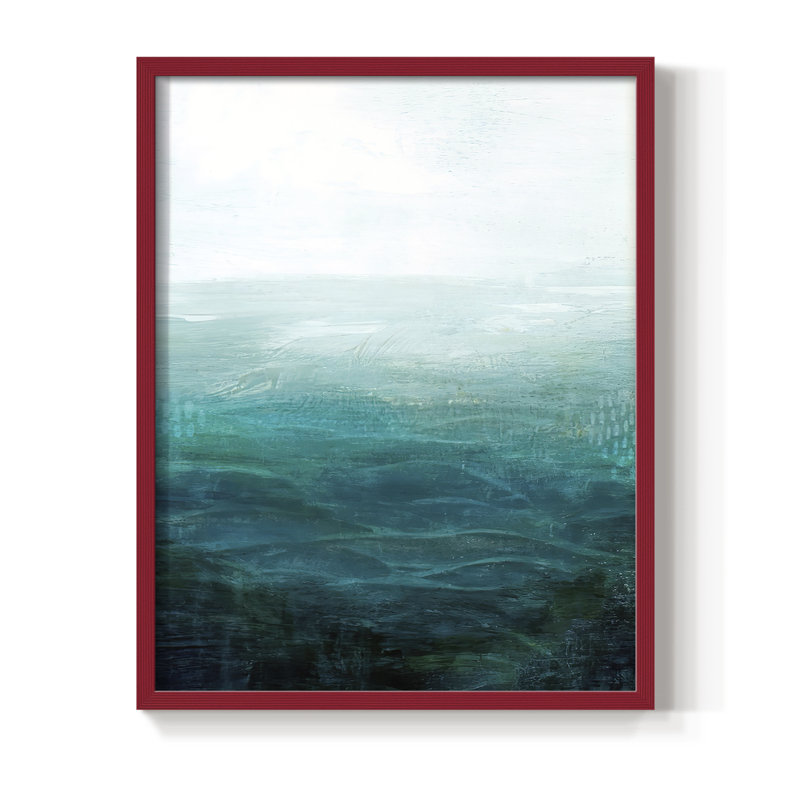 «Drifting Sea I», reproduction encadrée - bois massif, Cadre simple rouge, H 10 po x l 8 po