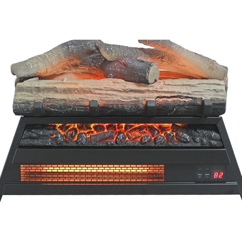Cheminée électrique de 23 po avec chauffage infrarouge, insert à bûches 3D, 1500 W, 5000 W, flamme et température réglables, télécommande, double, homologuée UL, chauffage intérieur