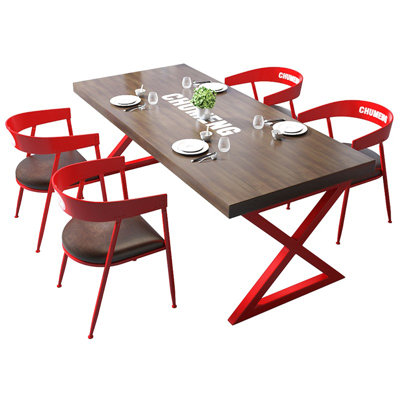 Razie 4 - Person Pine Solid Wood Top Trestle Dining Set