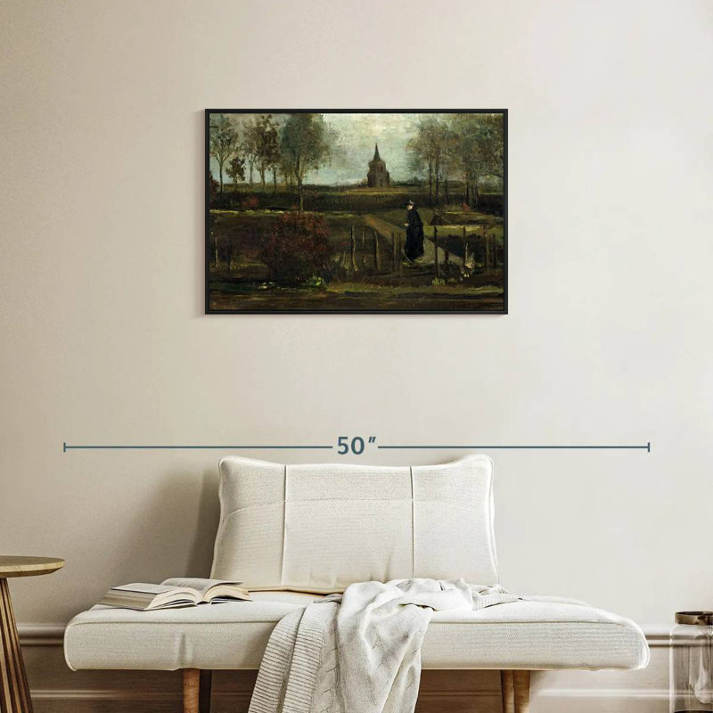 The Parsonage Garden At Nuenen, Floating Frame Black, 31" X 21"