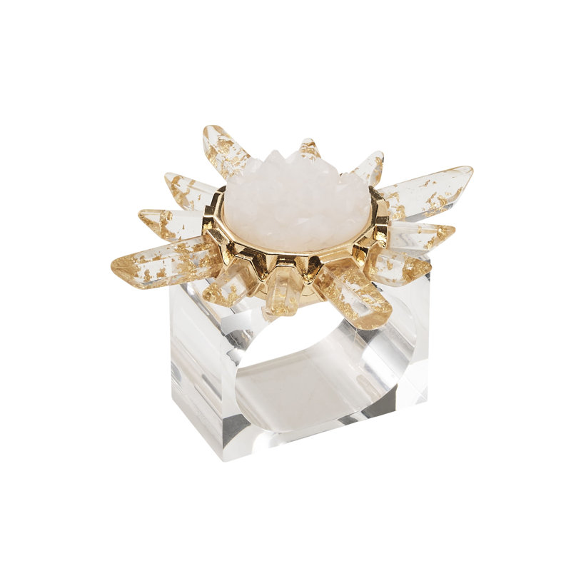 Coronet Napkin Ring Set in a Gift Box, Gold/Crystal