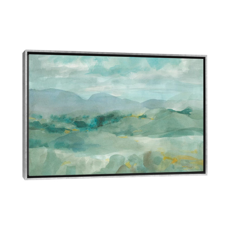 « Green Mountain View » par Danhui nai-impression, Toile avec cadre argenté, Pas de tapis, H 32 po x l 48 po x 1,5 po