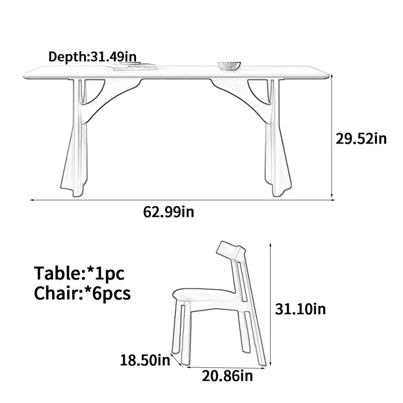 Table de salle à manger noire en bois massif, H 29,52 po x L 62,99 po x l 31,49 po