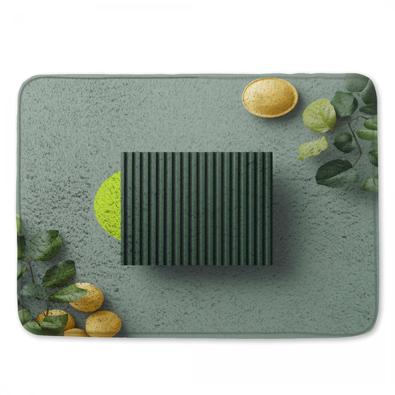 Tapis de bain rayé vert foncé, L 34 po x L 21 po