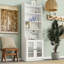Élégante armoire haute avec porte en acrylique, buffet polyvalent aux courbes gracieuses, bibliothèque contemporaine avec tablettes réglables pour le salon