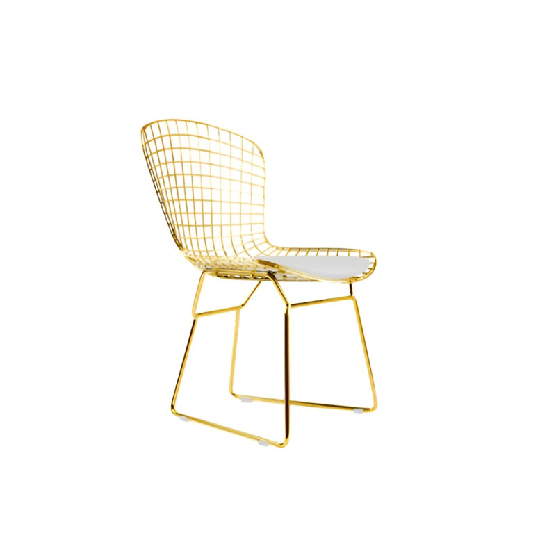Chaise en fil de fer, Doré, Blanc