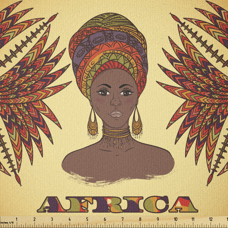 Christfriede Woman in Traditional Turban And Palms Cultural Folk Multi-Purpose Fabric