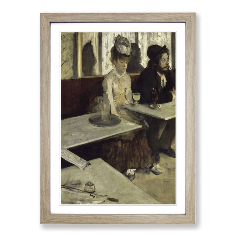 Absinthe Drinkers by Edgar Degas - Picture Frame Painting, 65cm H x 48cm W x 2cm D, Oak