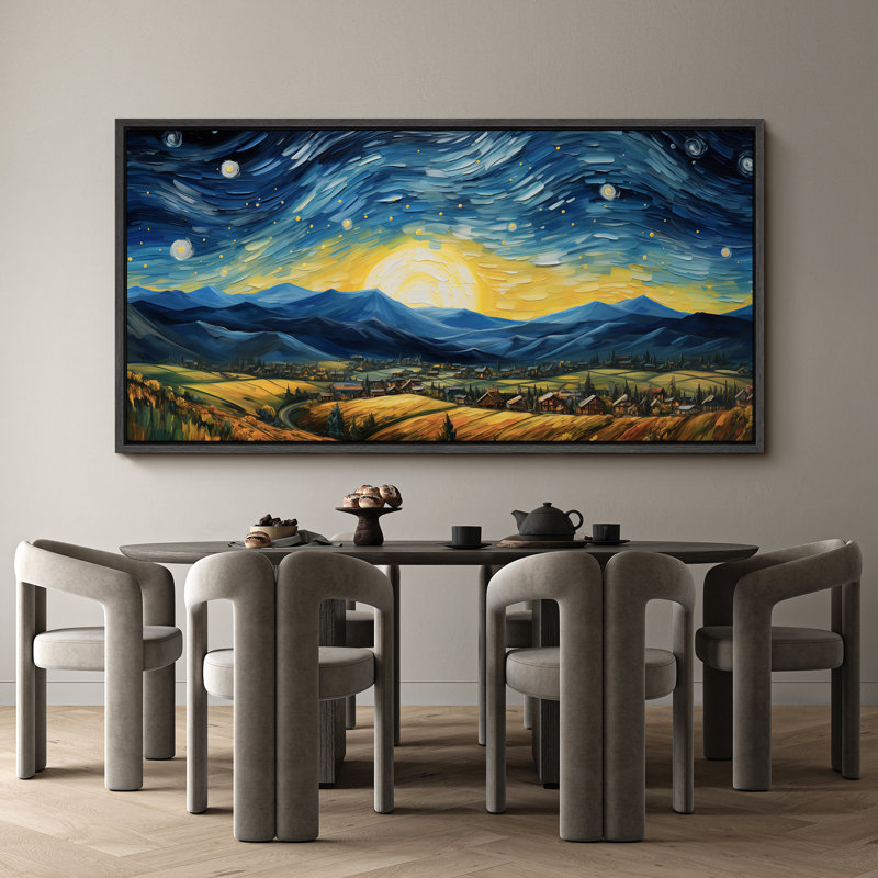 Célèbre œuvre d'art «Starry Night Over The Rhone Vibrant Landscape», reproduction sur toile, H 30 po x l 60 po