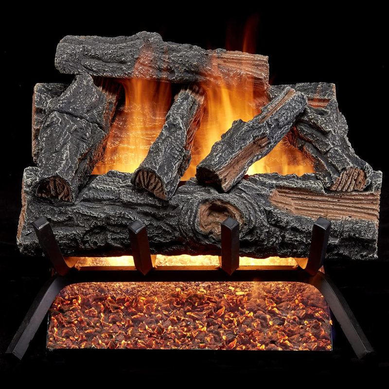 18-Inch Natural Gas Vented Fireplace Log Set with Match Light