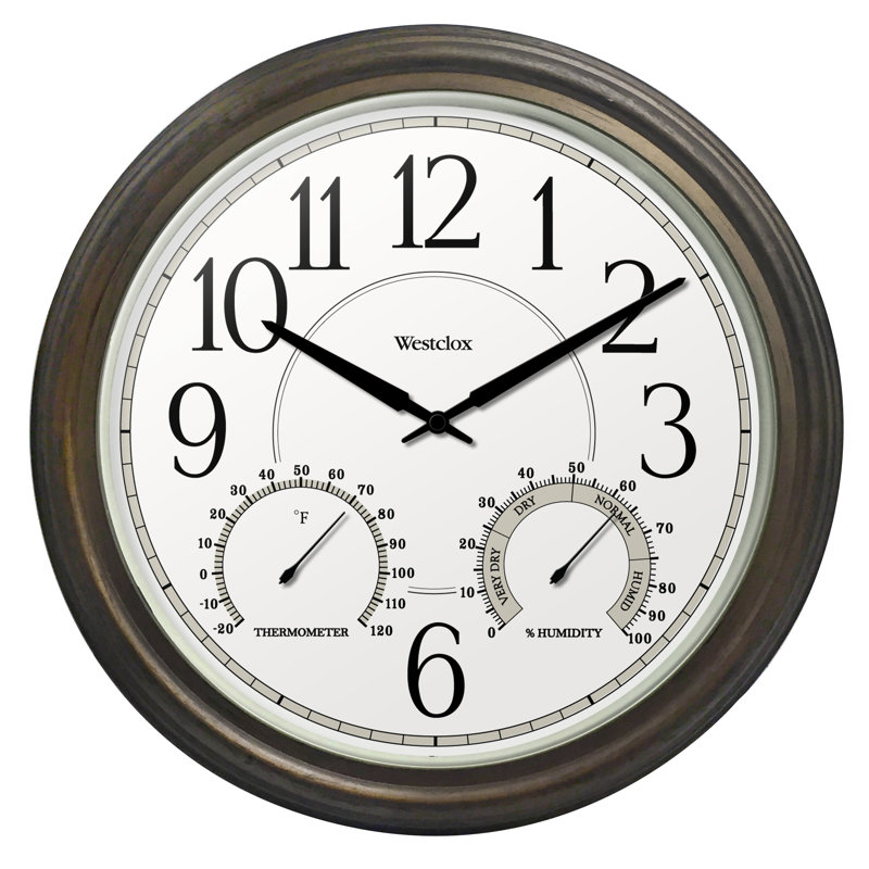 20" Bronze Round Analog Indoor/Outdoor Wall Clock with Glass Face