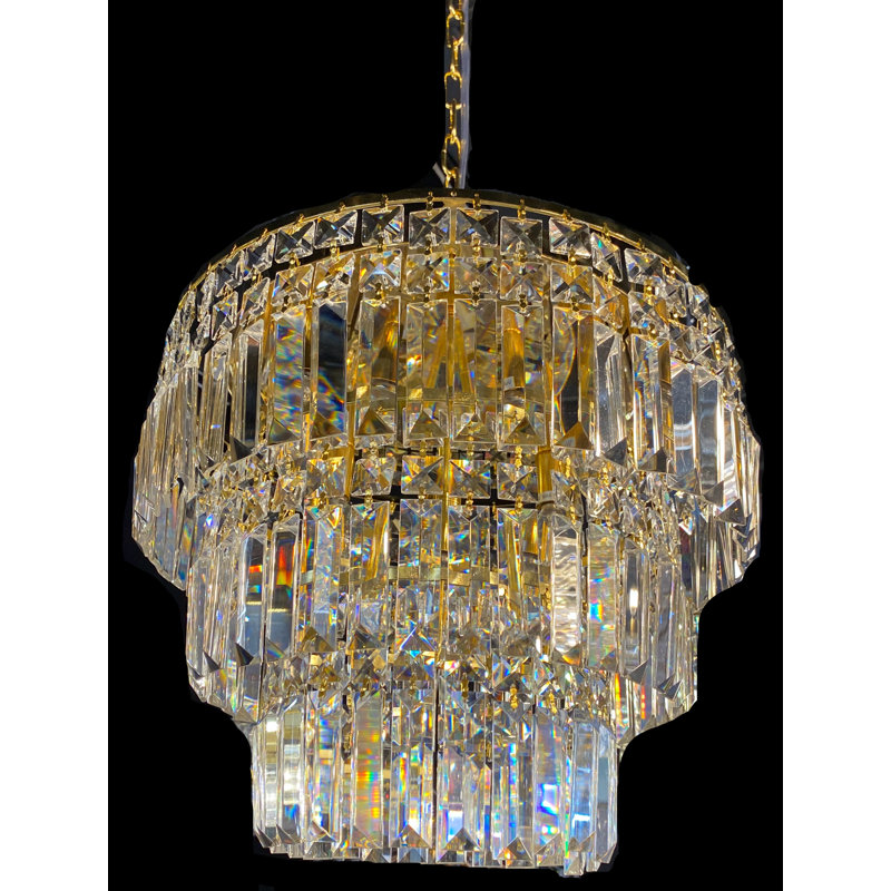 Demarque 5 - Light Unique Tiered Chandelier with Crystal Accents, Gold