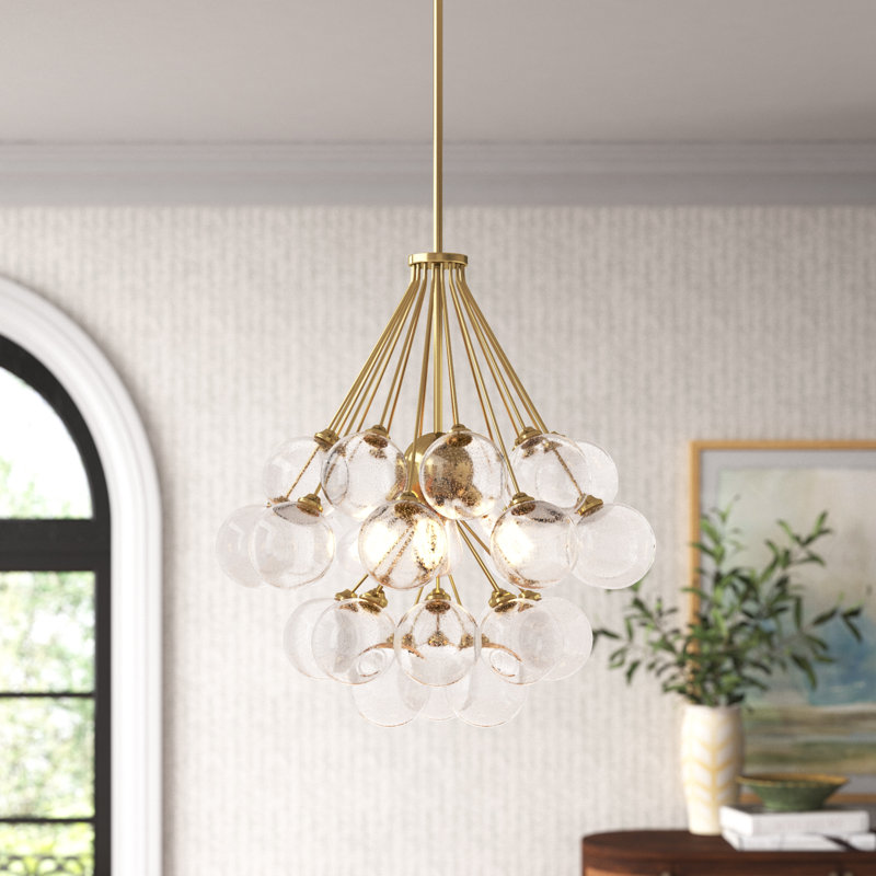 Lustre sphérique unique à 3 lumières Logan, Bronze satiné