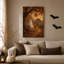 Art mural sur toile, "White Ghost and Pumpkin on Swing in Autumn Forest"-589396318