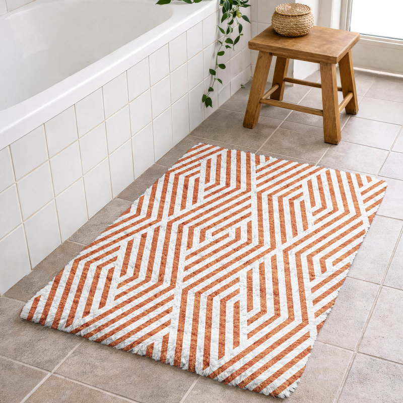 Premium Machine Washable Dream Shag ADS550 Geometric Rug, Paprika, 1'8" x 2'6"