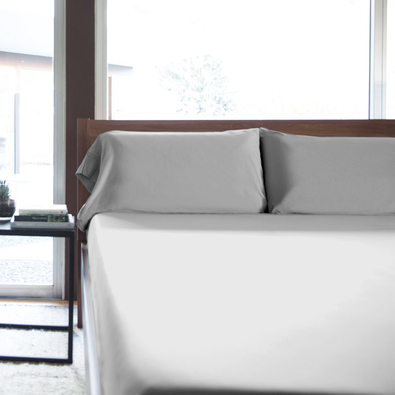 Kera Rayon from Bamboo Sheet Set, Gray, Queen Sheet Set with 2 Pillowcases