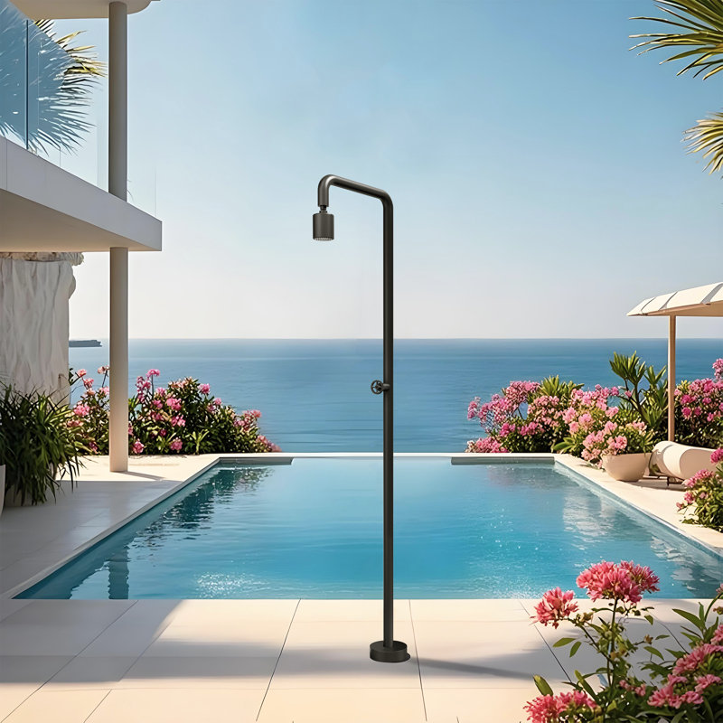 Douche extérieure autoportante 93 po. En acier inoxydable H 316 de 93 po