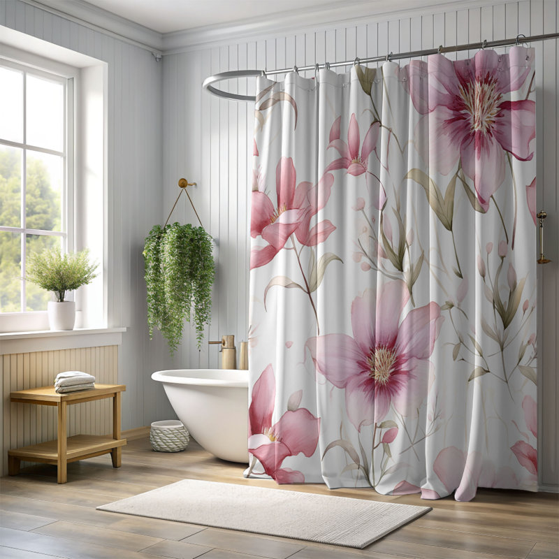 Rideau de douche 1 pièce Petal Wave, H 74 po x l 71 po
