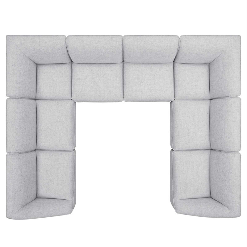 Canapé modulaire de coin Comprise de 140 po de largeur Comprise, Velours gris pâle