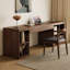 Bureau rectangulaire 86,61 po en bois massif brun noisette avec 3 tiroirs-109319679
