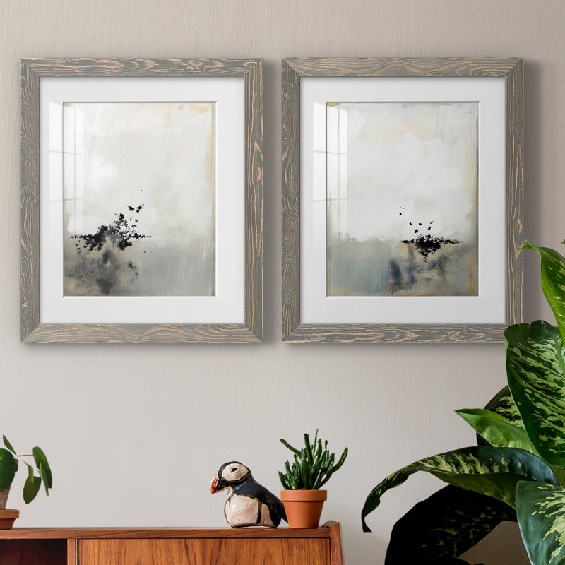 " Passel I " 2 - Pieces, 20" H x 17" W x 1" D, White Framed Paper, White