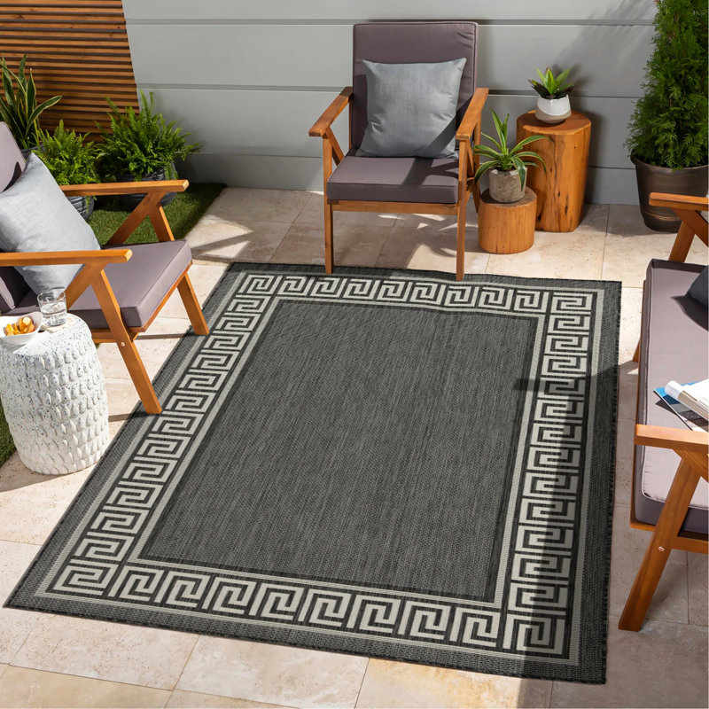 Anthracite 5 Ft. 3 In. X 7 Ft. 3 In. Indoor/Outdoor Area Rug, Rectangle 5'3" x 7'3"