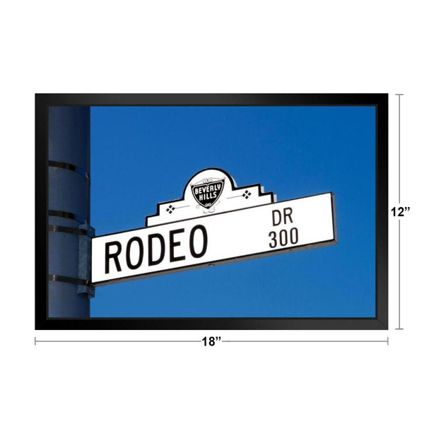 Rodeo Drive Via Rodeo Beverly Hills California Street Sign Photo Black Wood Framed Art Poster 20x14 Latitude Run