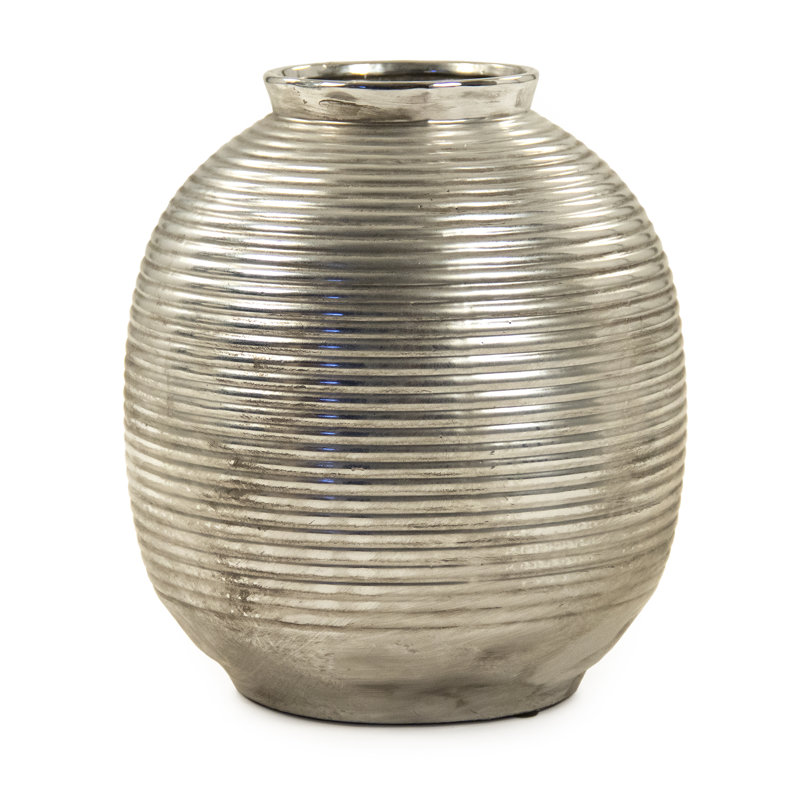 Tuck Metal Table Vase, 12.5" H x 11" W x 11" D