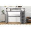 Lit mezzanine double en bois avec garde-robe intégrée et tablettes de rangement, lumière DEL-823510213