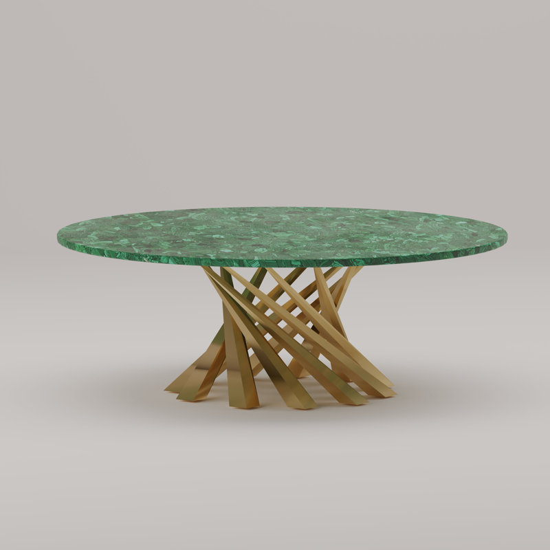 Volute Coffee Table, Malachite, Gold