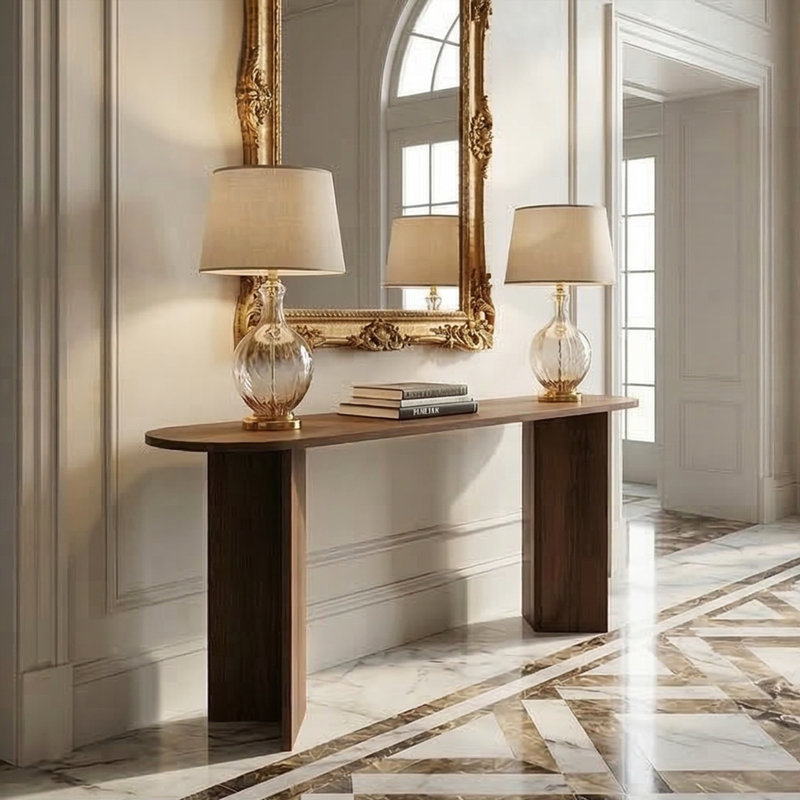 Console de vestibule Everly Curvilinear, Noyer