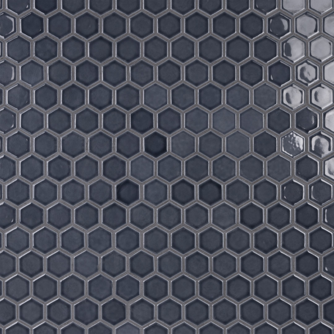 Hudson Due 2" Hex 10-7/8 " x 12-5/8 " Porcelain Mosaic Floor and Wall Tile Merola Tile 