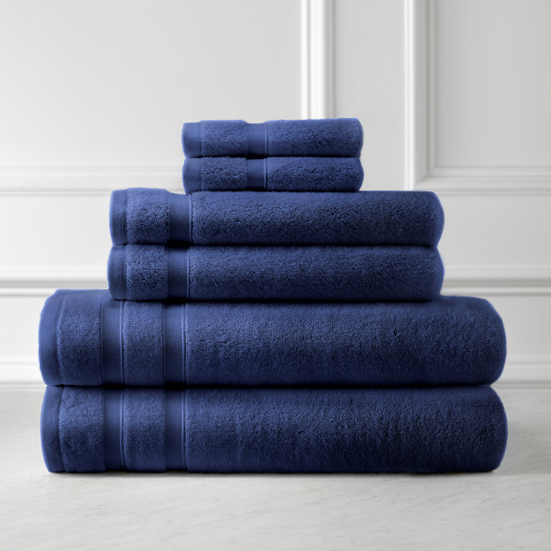 Ensemble de serviettes 6 pièces 100% coton de qualité supérieure Southshore, Bleu marine