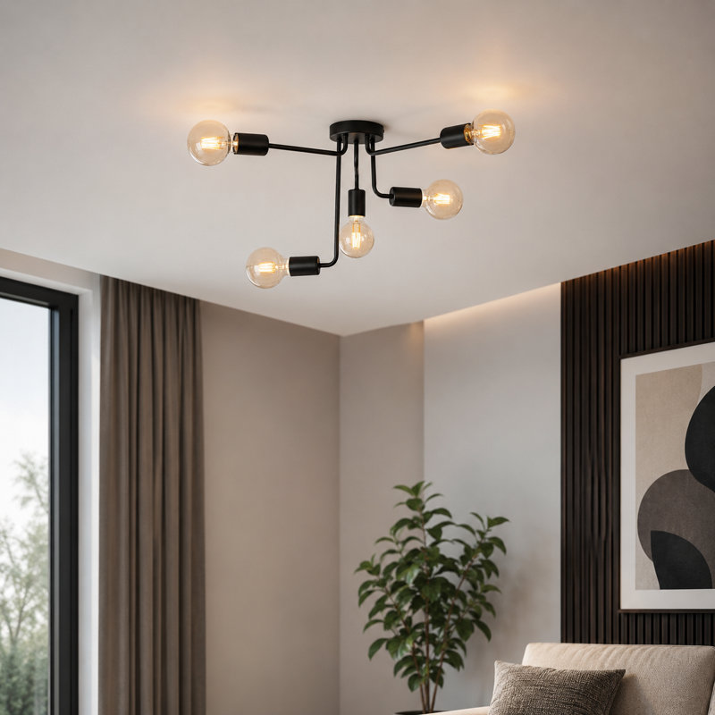Aiello Semi Flush Mount, Black