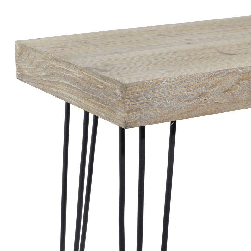 Vogelsang Wood Brown Console Table with Black Metal Hairpin Legs