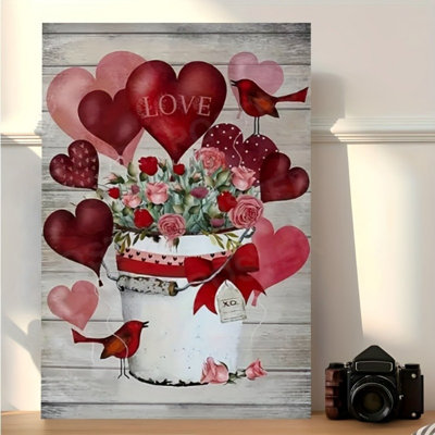 Cozy LOVE Bucket Floral Hearts Canvas Print - Urban Studio