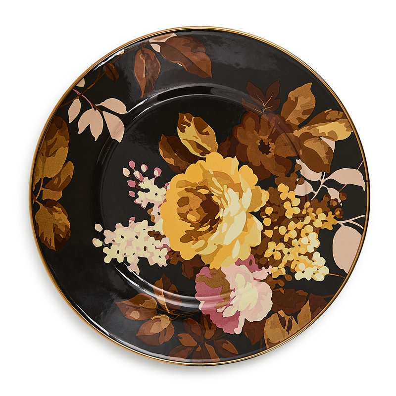 Mocha Check Wild Rose Brown Salad Plate